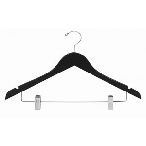 17" Space Saver Black/Chrome Hanger w/ Clips