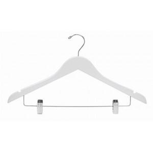 17" Space Saver White/Chrome Hanger w/ Clips